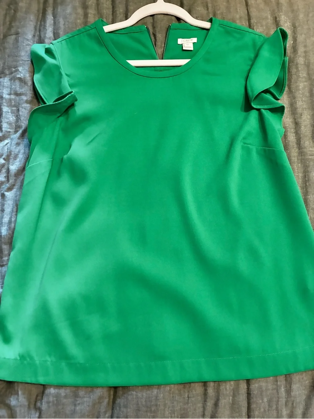 J. Crew Bright Green Flutter Sleeve Blouse